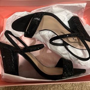 Sparkly Black Block Heels Size 6
